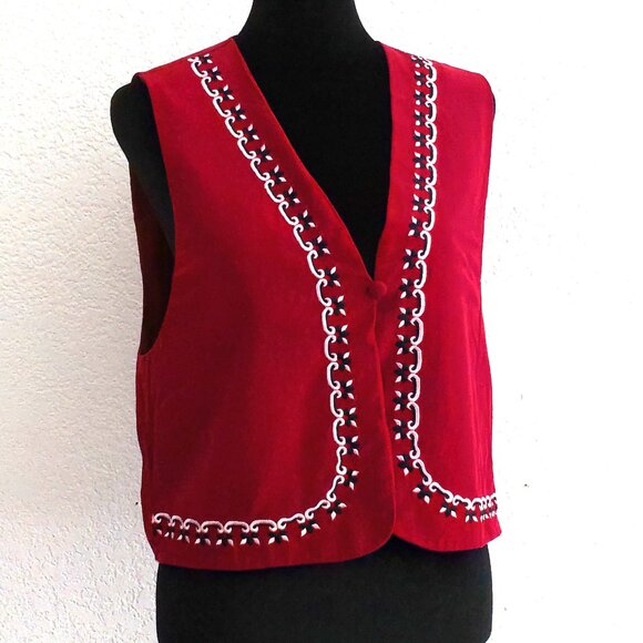 Diane Von Furstenberg, Red Vest, 100% silk, with embroidered detail - Picture 1 of 11